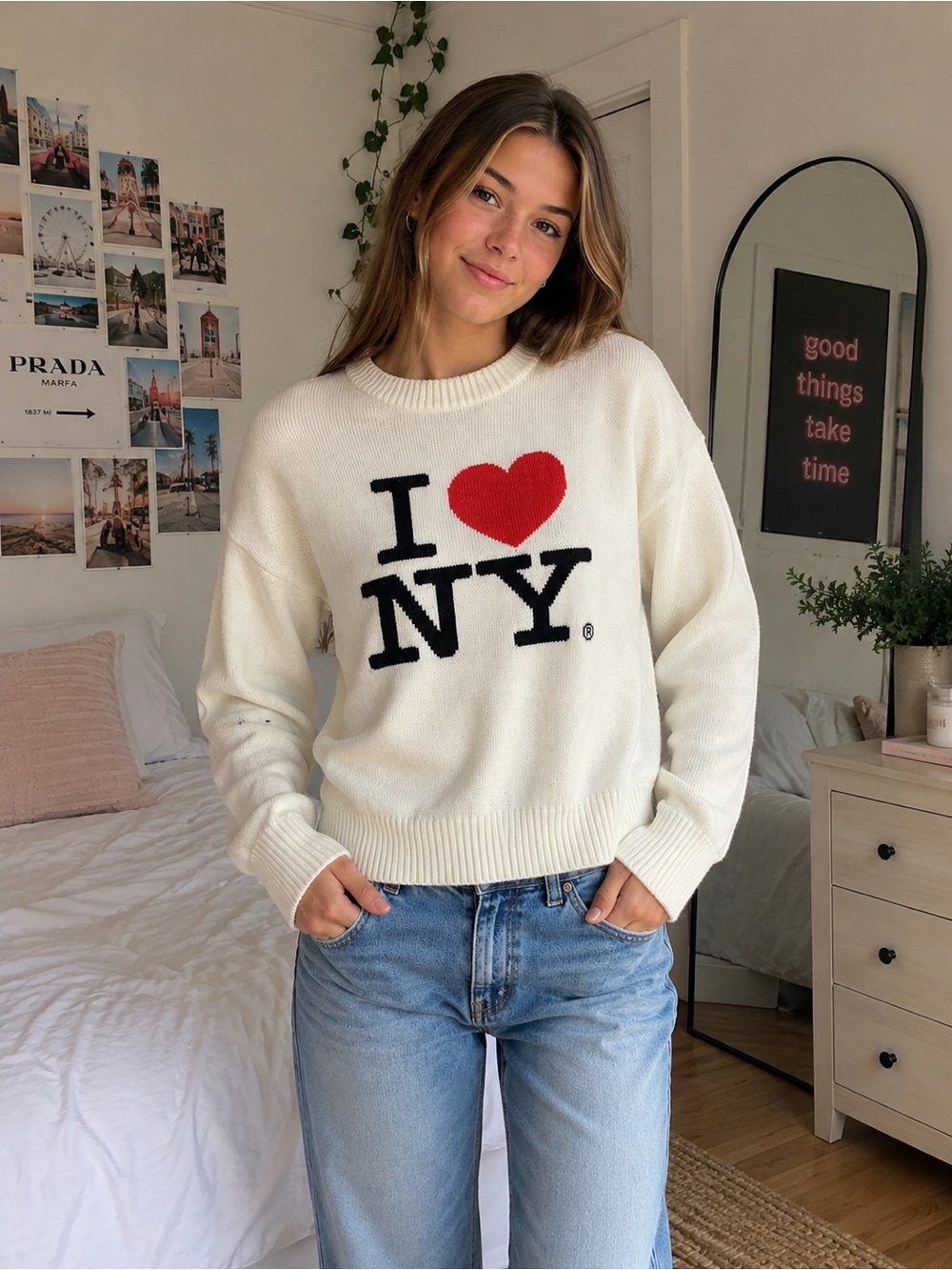 American Eagle I ❤️ NY Graphic Oversized Sweater | NWT | XXS